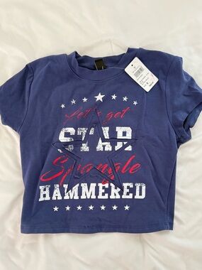 Navy Blue Graphic Tee 4th of July “Let’s get Star Spangled Hammered”